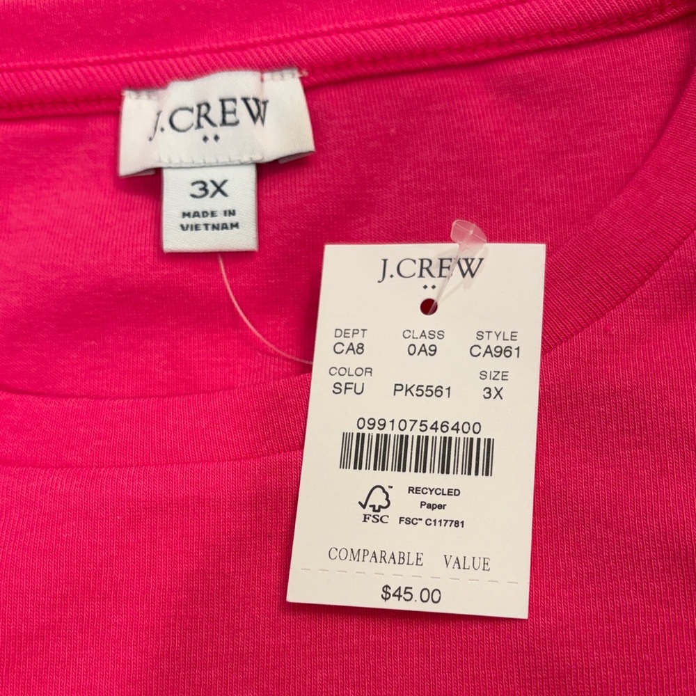 J. Crew Soft Fuchsia Long-Sleeve Everyday Tee/NWT/3X - Picture 7 of 12